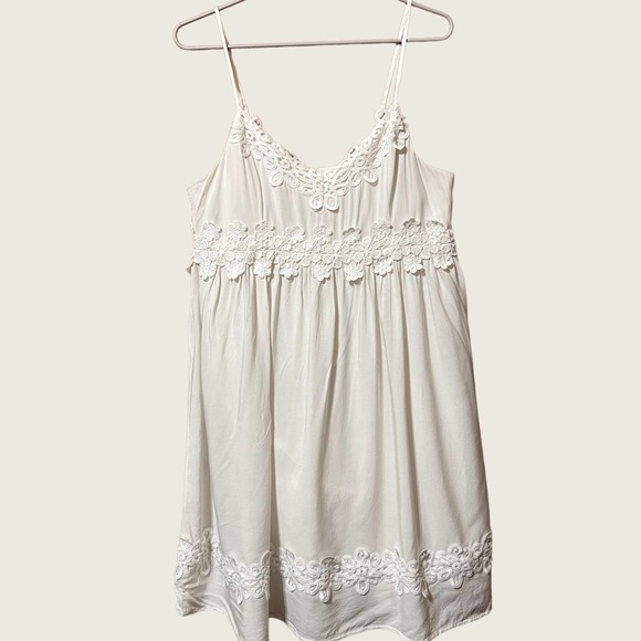 Versona White Crochet Lace Trim Babydoll Sundress Size Large - Picture 1 of 13